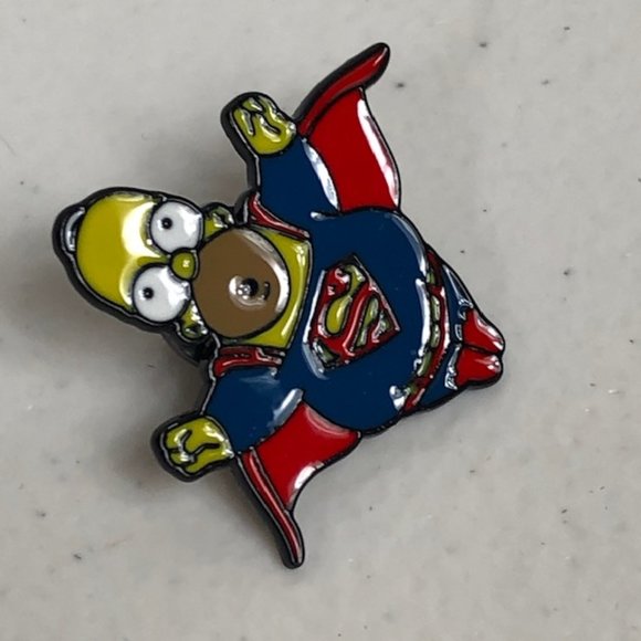 Homer Simpson The Simpsons Superman Pin Lapel TV - Picture 2 of 7